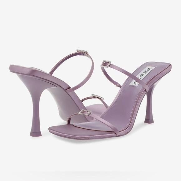 Steve Madden Aislinn Heeled Sandal Size 7 Purple Satin Rhinestone Detail Formal - Picture 2 of 13